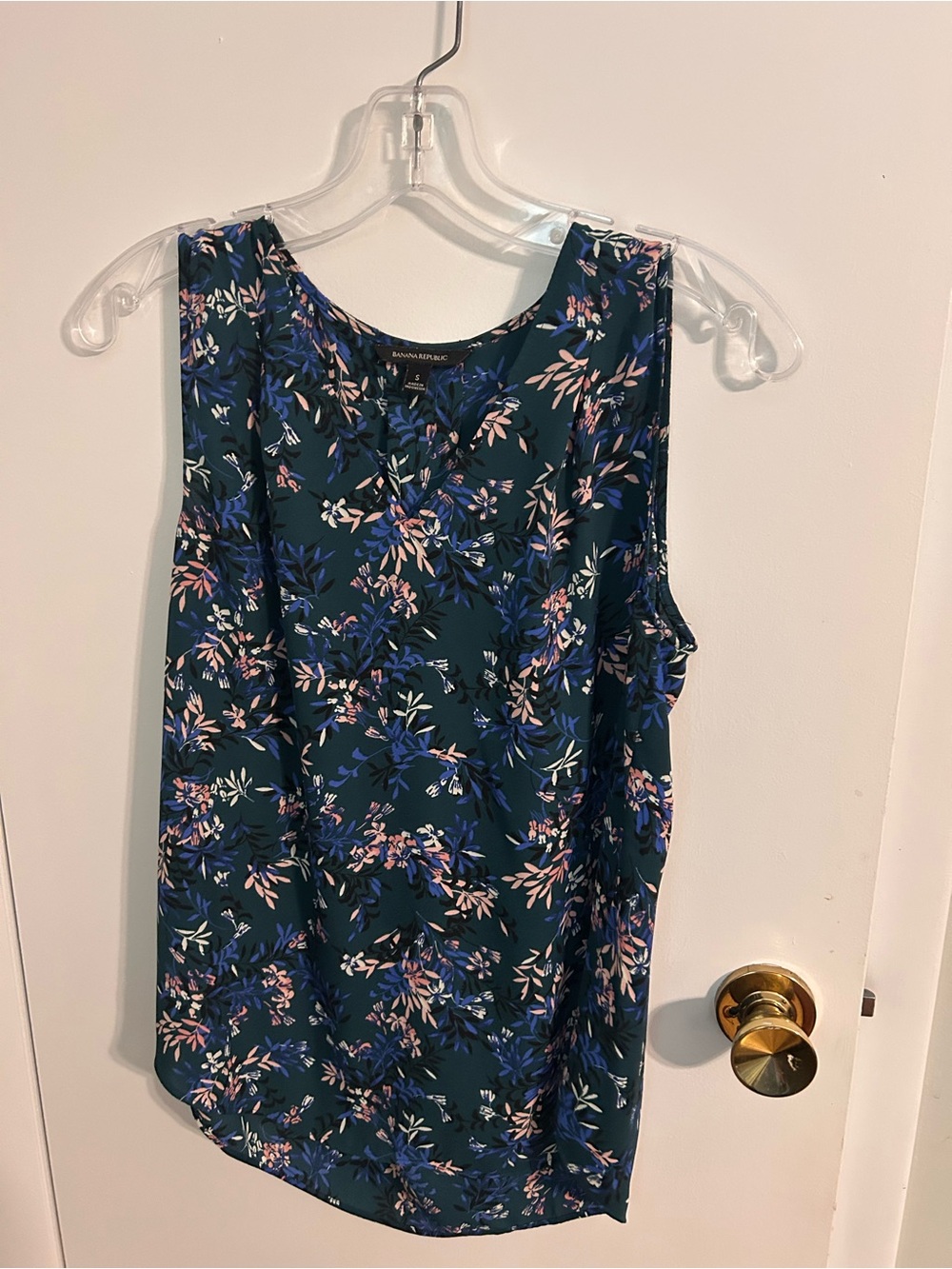Banana Republic Teal Floral Sleeveless Camisole